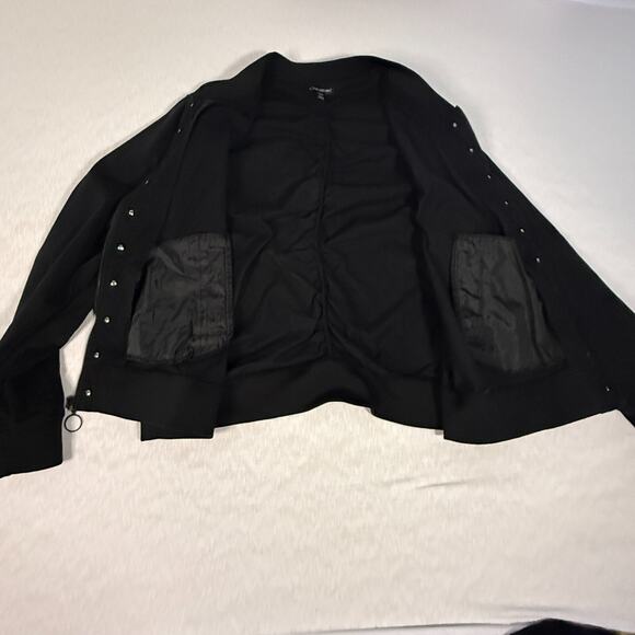 Lane Bryant Pearl Snap Bomber Jacket Black Zip Plus Size 22/24 Stretch Casual - Picture 6 of 7